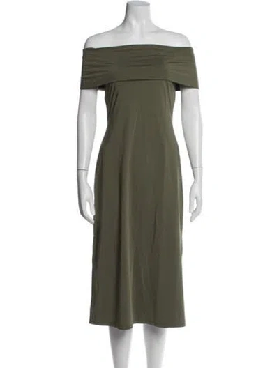 Pre-owned Theory Virgin Wool Midi Length Dress In Green