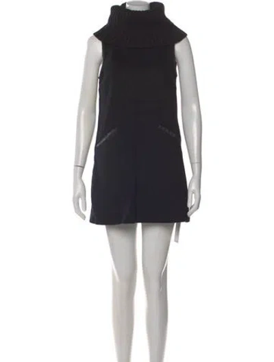 Pre-owned Theory Virgin Wool Mini Dress In Black