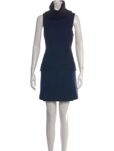 Pre-owned Theory Virgin Wool Mini Dress In Blue
