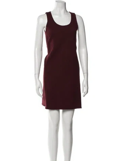 Pre-owned Theory Virgin Wool Mini Dress In Burgundy
