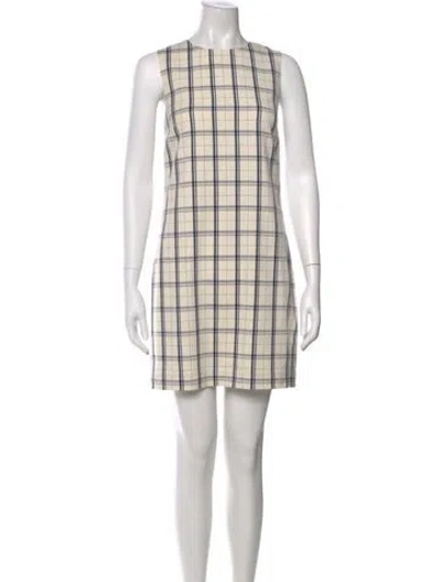 Pre-owned Theory Virgin Wool Mini Dress In Neutral