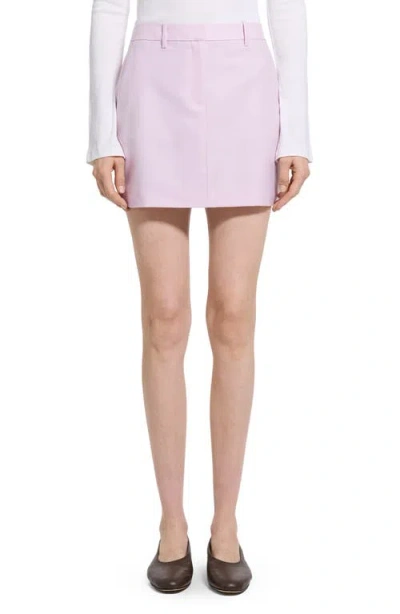 Theory Virgin Wool Miniskirt In Rose Mauve Melange