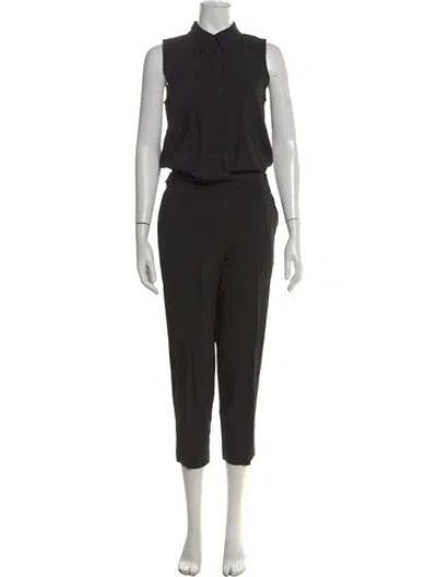 Pre-owned Theory Virgin Wool Mock Neck Jumpsuit In Black
