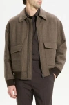 Theory Modern Aviator Jacket In Dapper Roll Feather In Brown