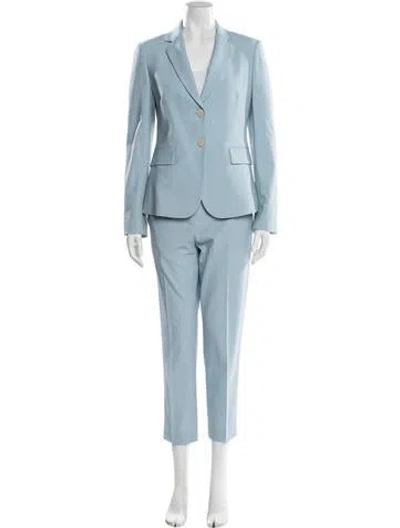 Pre-owned Theory Virgin Wool Pant Set In Blue