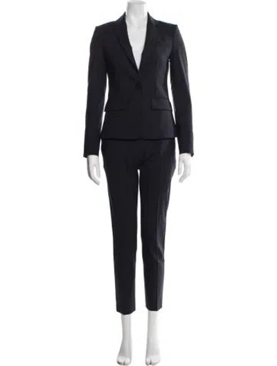 Pre-owned Theory Virgin Wool Pant Set In Blue