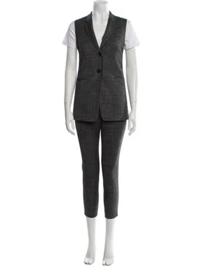 Pre-owned Theory Virgin Wool Pant Set In Gray