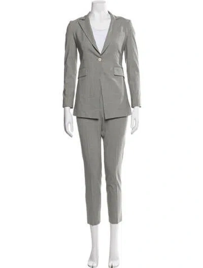 Pre-owned Theory Virgin Wool Pant Set In Gray