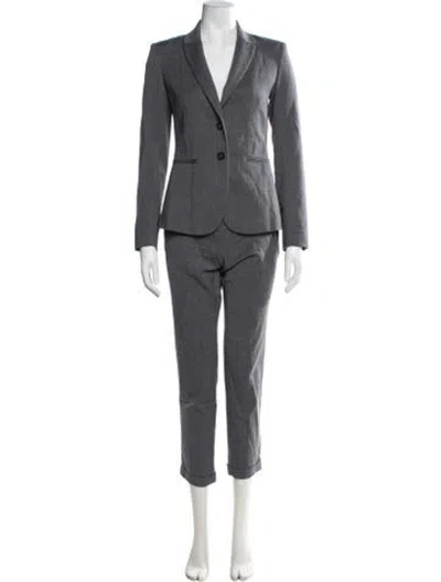 Pre-owned Theory Virgin Wool Pant Set In Grey