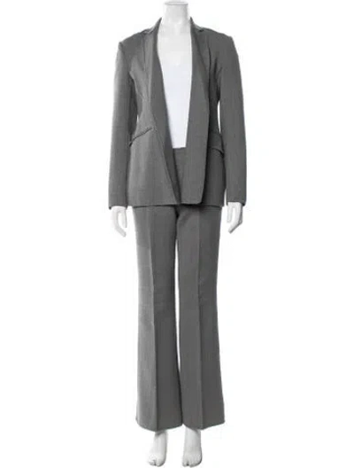 Pre-owned Theory Virgin Wool Pant Set In Grey