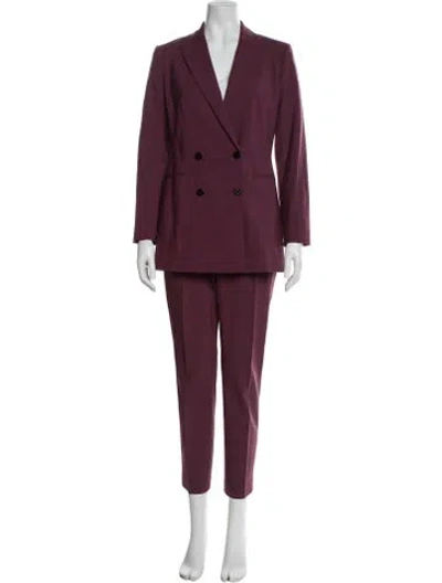 Pre-owned Theory Virgin Wool Pantsuit In Burgundy