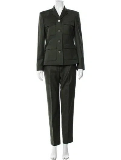 Pre-owned Theory Virgin Wool Pantsuit In Green
