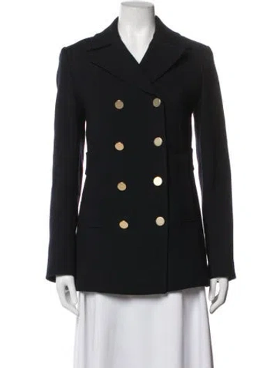 Pre-owned Theory Virgin Wool Peacoat In Blue
