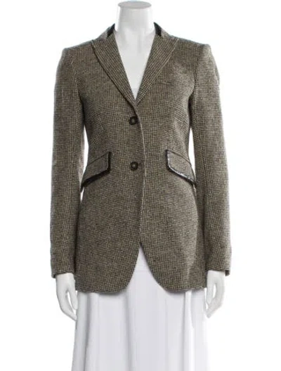 Pre-owned Theory Virgin Wool Plaid Print Blazer In Gray
