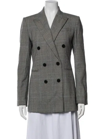Pre-owned Theory Virgin Wool Plaid Print Blazer In Grey