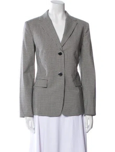 Pre-owned Theory Virgin Wool Plaid Print Blazer In Multi
