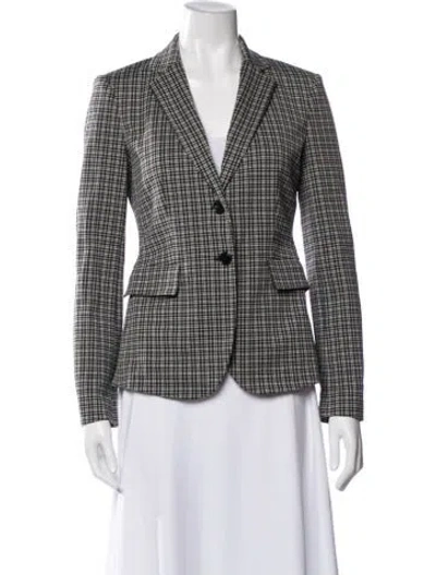 Pre-owned Theory Virgin Wool Plaid Print Blazer In Multi
