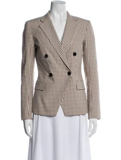 Pre-owned Theory Virgin Wool Plaid Print Blazer In Neutral