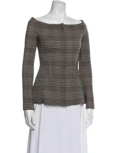 Pre-owned Theory Virgin Wool Plaid Print Blazer In Neutral
