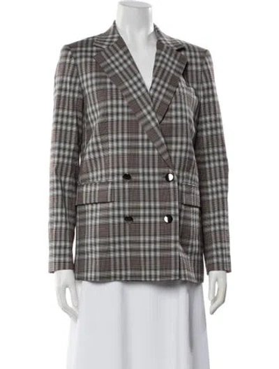Pre-owned Theory Virgin Wool Plaid Print Blazer W/ Tags In Multi