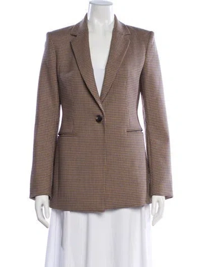 Pre-owned Theory Virgin Wool Plaid Print Blazer In Yellow