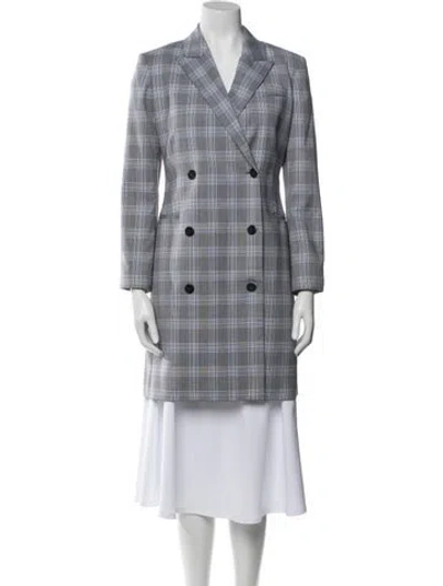 Pre-owned Theory Virgin Wool Plaid Print Trench Coat In Multi