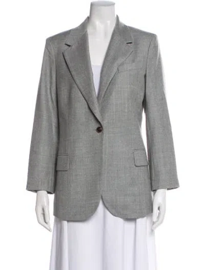 Pre-owned Theory Virgin Wool Printed Blazer W/ Tags In Gray