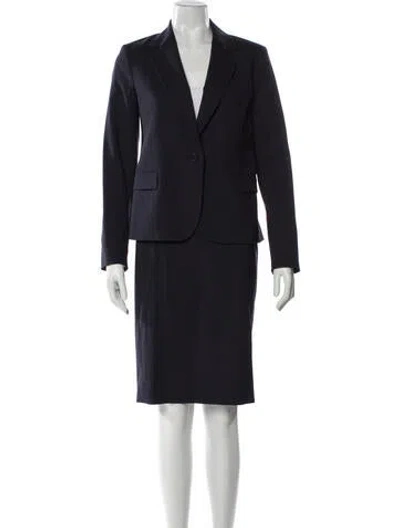 Pre-owned Theory Virgin Wool Skirt Suit In Blue