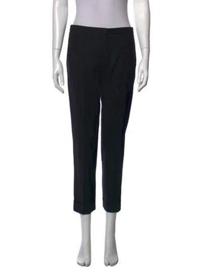 Pre-owned Theory Virgin Wool Straight Leg Pants In Black