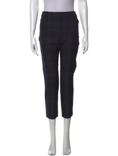 Pre-owned Theory Virgin Wool Straight Leg Pants In Blue