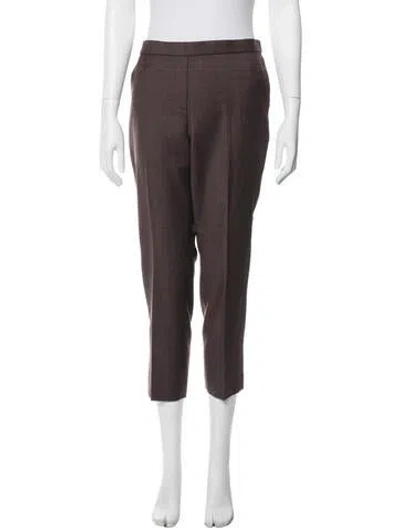 Pre-owned Theory Virgin Wool Straight Leg Pants In Brown