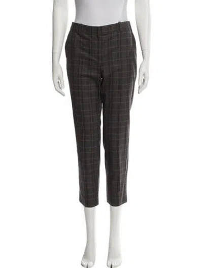 Pre-owned Theory Virgin Wool Straight Leg Pants In Gray