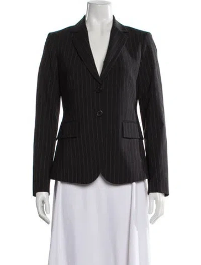 Pre-owned Theory Virgin Wool Striped Blazer In Black