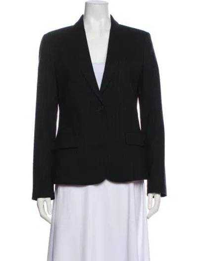 Pre-owned Theory Virgin Wool Striped Blazer In Black