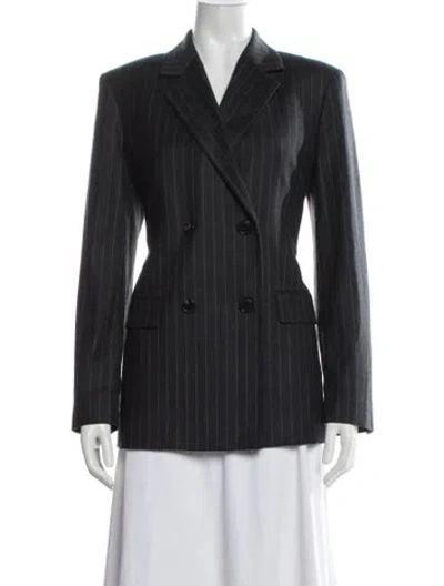 Pre-owned Theory Virgin Wool Striped Blazer In Black