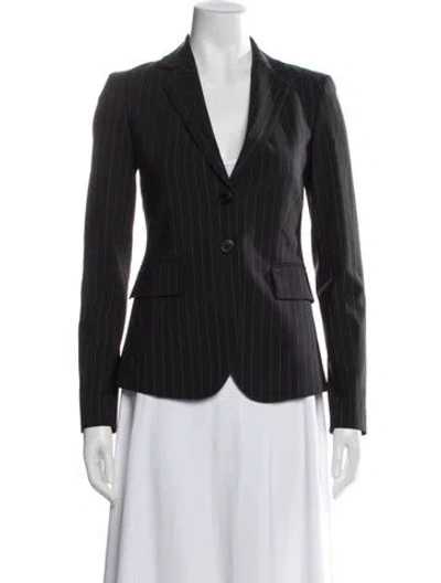 Pre-owned Theory Virgin Wool Striped Blazer In Black