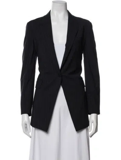 Pre-owned Theory Virgin Wool Striped Blazer In Black