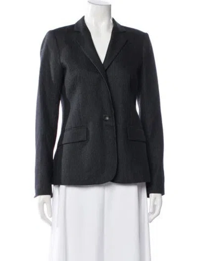 Pre-owned Theory Virgin Wool Striped Blazer In Black