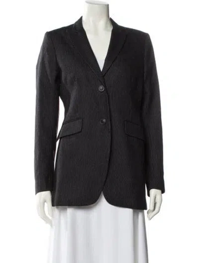 Pre-owned Theory Virgin Wool Striped Blazer In Blue