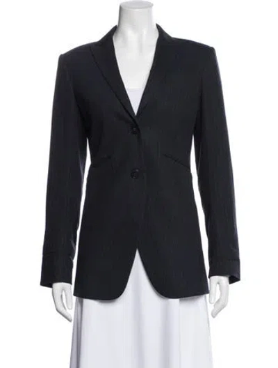 Pre-owned Theory Virgin Wool Striped Blazer In Blue