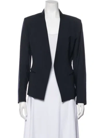 Pre-owned Theory Virgin Wool Striped Blazer In Blue