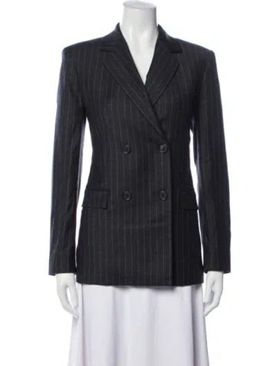 Pre-owned Theory Virgin Wool Striped Blazer In Blue