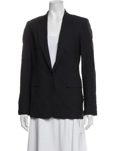 Pre-owned Theory Virgin Wool Striped Blazer In Blue