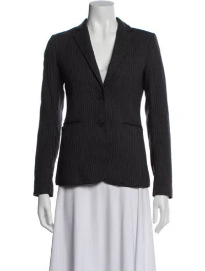 Pre-owned Theory Virgin Wool Striped Blazer In Gray