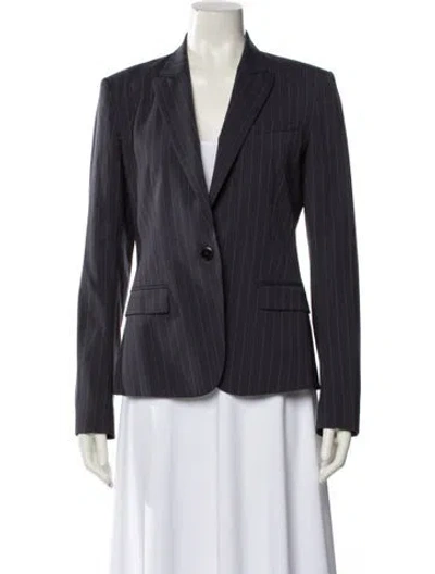 Pre-owned Theory Virgin Wool Striped Blazer In Gray