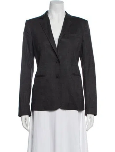 Pre-owned Theory Virgin Wool Striped Blazer In Gray