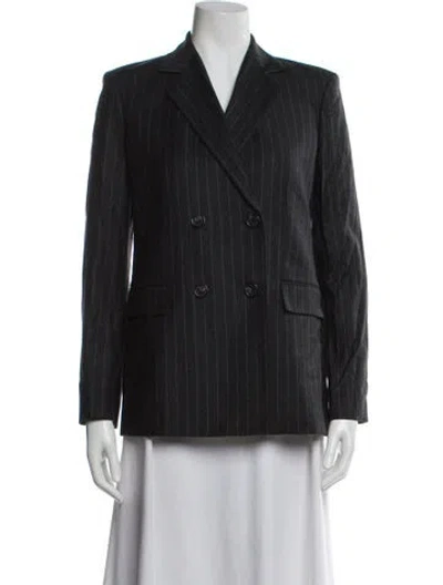 Pre-owned Theory Virgin Wool Striped Blazer In Gray