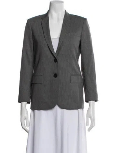 Pre-owned Theory Virgin Wool Striped Blazer In Gray