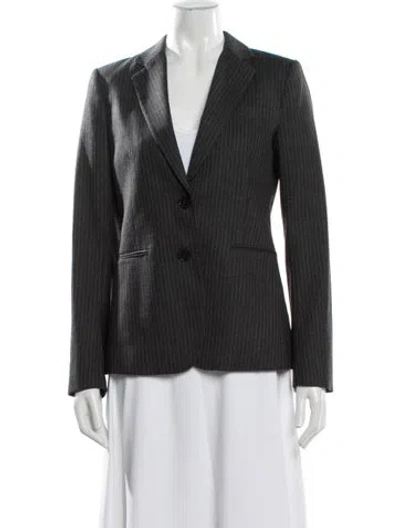Pre-owned Theory Virgin Wool Striped Blazer In Gray