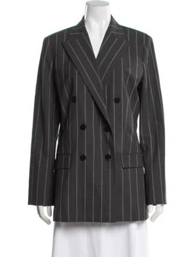 Pre-owned Theory Virgin Wool Striped Blazer In Grey